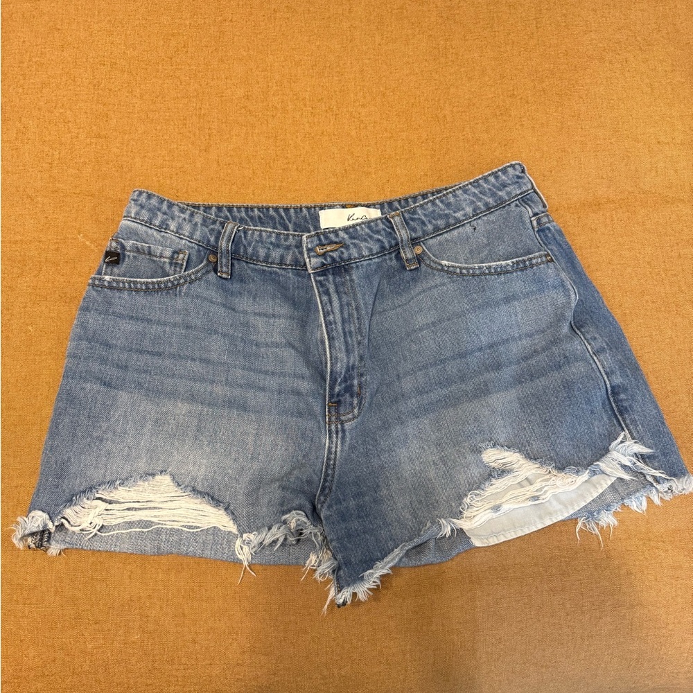 Blue Distressed Denim Shorts